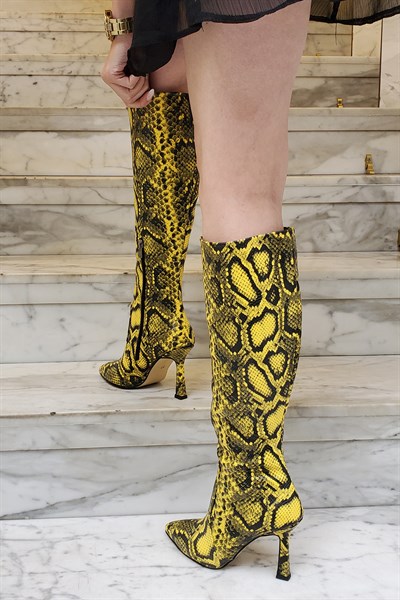 Leona Kroko Çizme Sarı