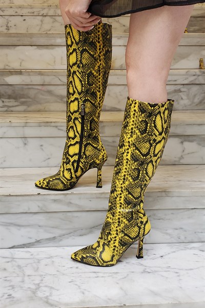 Leona Kroko Çizme Sarı