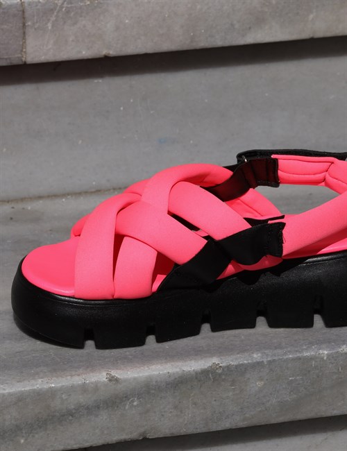 Piko Düz Kadın Sandalet Fuşya - Kadın Ayakkabı