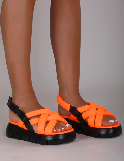 Piko Düz Kadın Sandalet Turuncu - Kadın Ayakkabı