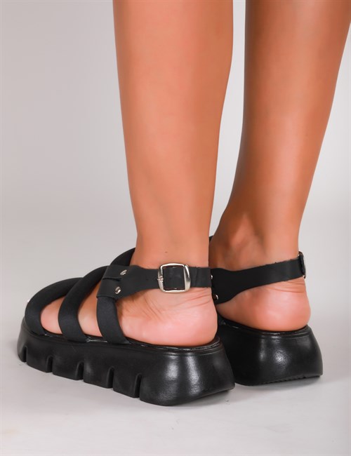 Wilma Düz Kadın Sandalet Siyah - Kadın Ayakkabı